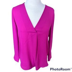 Cynthia Steffe Pink V Neck Blouse Small New